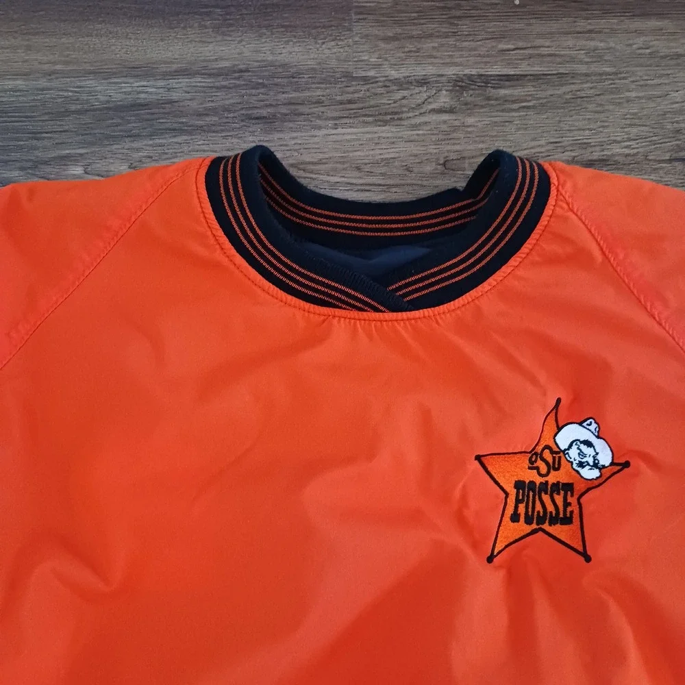 Vintage OSU Posse Reversible Windbreaker Pullover Orange Black Mens L Alamo Bowl